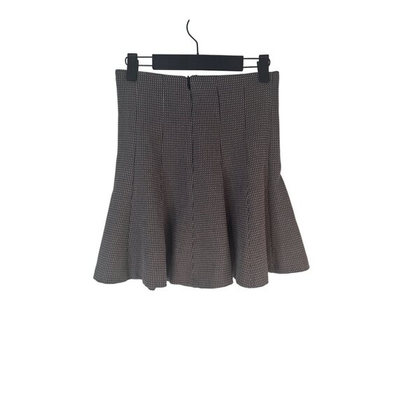 Zara Trafaluc XS Houndstooth Flared Skirt Black/Olive/Melon Wool Blend - Picture 1 of 11